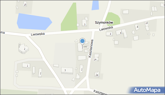 Szymonków, Kasztanowa, 1, mapa Szymonków