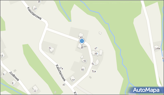 Targanice, Kasztanowa, 45, mapa Targanice