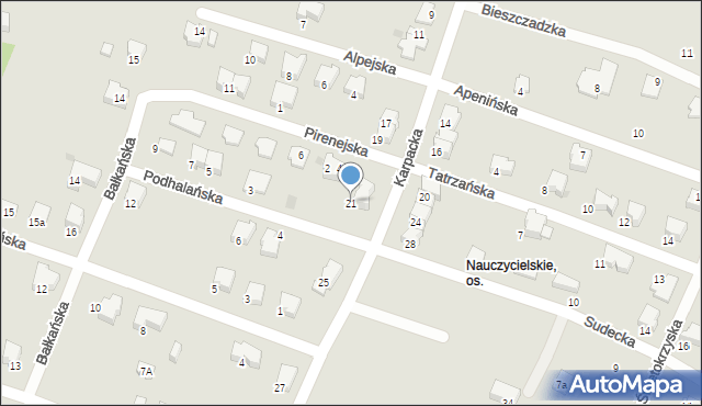 Tarnów, Karpacka, 21, mapa Tarnów