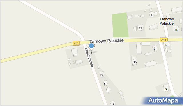 Tarnowo Pałuckie, Kasztanowa, 1, mapa Tarnowo Pałuckie