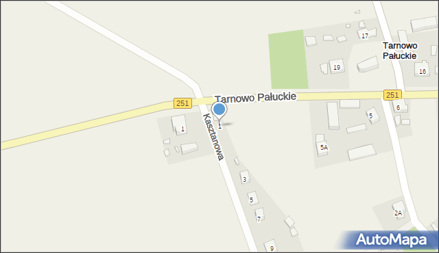 Tarnowo Pałuckie, Kasztanowa, 1, mapa Tarnowo Pałuckie