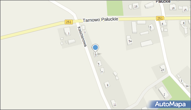 Tarnowo Pałuckie, Kasztanowa, 3, mapa Tarnowo Pałuckie