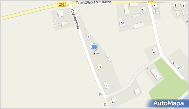 Tarnowo Pałuckie, Kasztanowa, 7, mapa Tarnowo Pałuckie