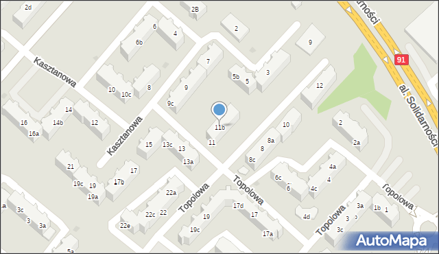 Tczew, Kasztanowa, 11b, mapa Tczew