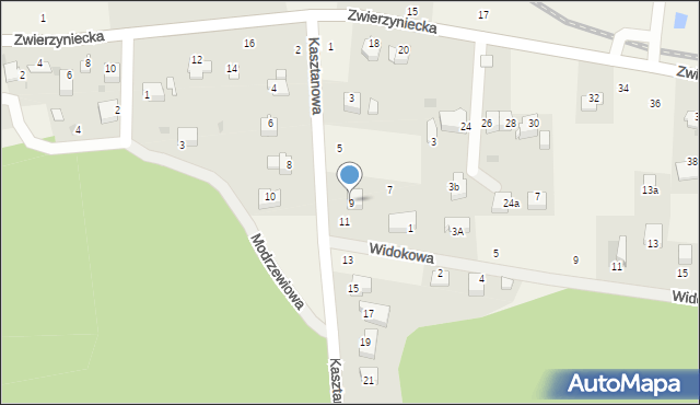 Tenczynek, Kasztanowa, 9, mapa Tenczynek