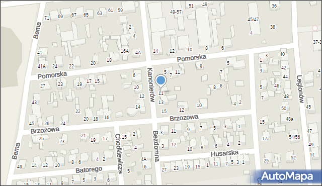 Tomaszów Mazowiecki, Kanonierów, 11, mapa Tomaszów Mazowiecki