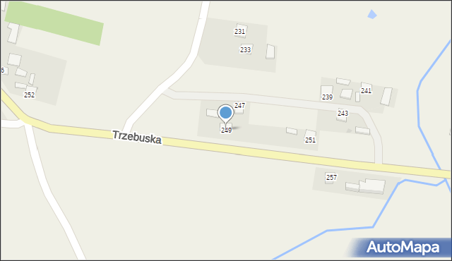 Trzebuska, Kąty Trzebuskie, 249, mapa Trzebuska