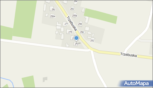 Trzebuska, Kąty Trzebuskie, 271, mapa Trzebuska