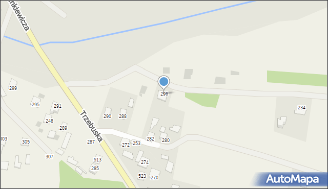 Trzebuska, Kąty Trzebuskie, 296, mapa Trzebuska