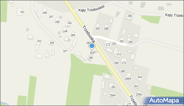 Trzebuska, Kąty Trzebuskie, 513, mapa Trzebuska