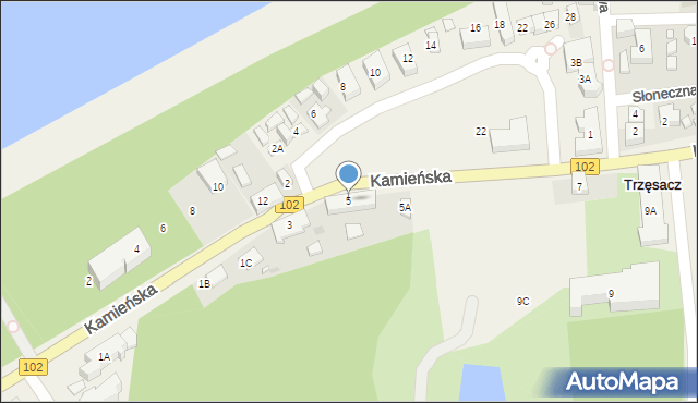 Trzęsacz, Kamieńska, 5, mapa Trzęsacz