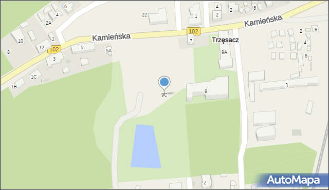 Trzęsacz, Kamieńska, 9C, mapa Trzęsacz