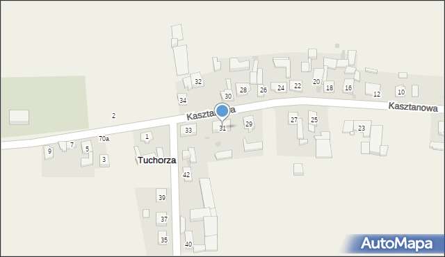 Tuchorza, Kasztanowa, 31, mapa Tuchorza