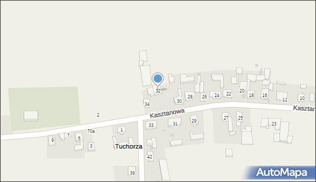 Tuchorza, Kasztanowa, 32, mapa Tuchorza