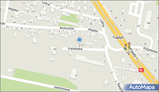 Tuszyn, Karpińska, 4, mapa Tuszyn