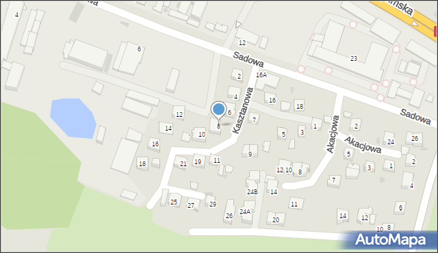 Tychy, Kasztanowa, 8, mapa Tychów