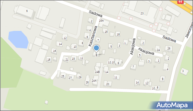 Tychy, Kasztanowa, 9, mapa Tychów