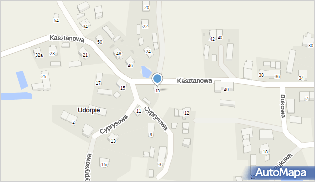 Udorpie, Kasztanowa, 13, mapa Udorpie