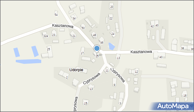 Udorpie, Kasztanowa, 15, mapa Udorpie