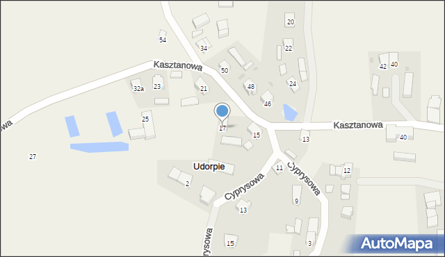 Udorpie, Kasztanowa, 17, mapa Udorpie