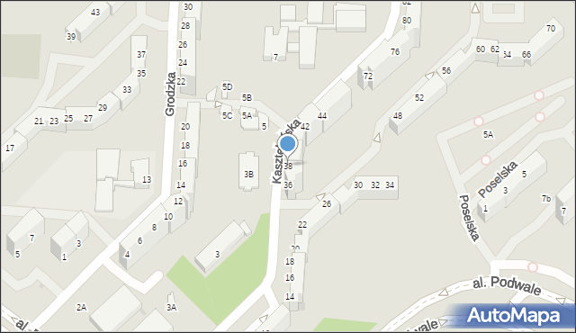 Wałbrzych, Kasztelańska, 38, mapa Wałbrzycha