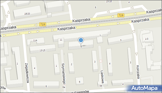 Warszawa, Kasprzaka Marcina, 9, mapa Warszawy