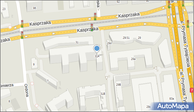 Warszawa, Kasprzaka Marcina, 31A, mapa Warszawy