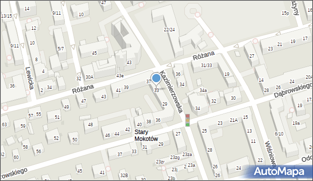 Warszawa, Kazimierzowska, 33, mapa Warszawy