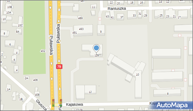 Warszawa, Kajakowa, 12b, mapa Warszawy
