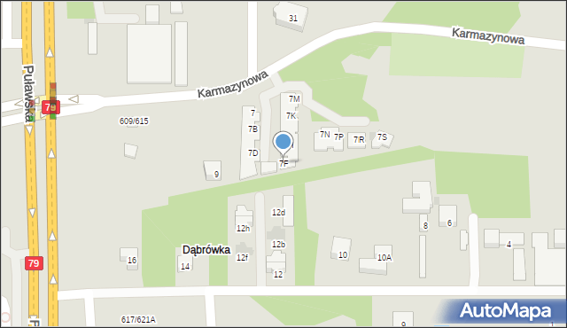 Warszawa, Karmazynowa, 7F, mapa Warszawy