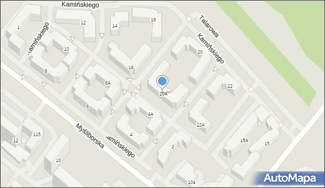 Warszawa, Kamińskiego Aleksandra, dh., 20A, mapa Warszawy