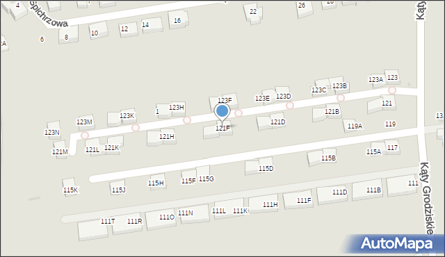 Warszawa, Kąty Grodziskie, 121F, mapa Warszawy