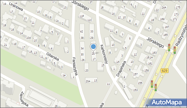 Warszawa, Karkonoszy, 21, mapa Warszawy