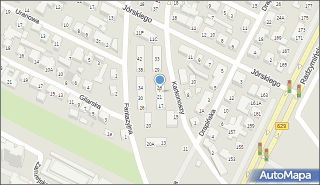 Warszawa, Karkonoszy, 23, mapa Warszawy