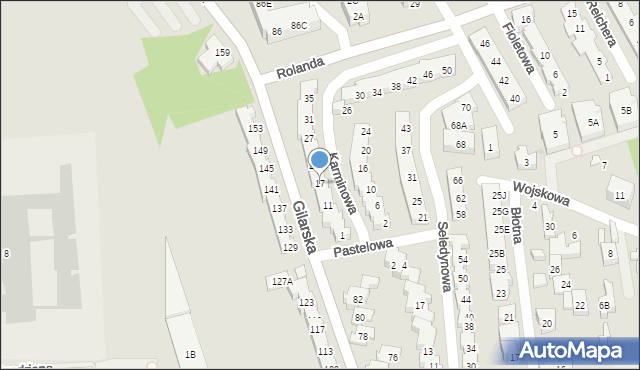 Warszawa, Karminowa, 17, mapa Warszawy