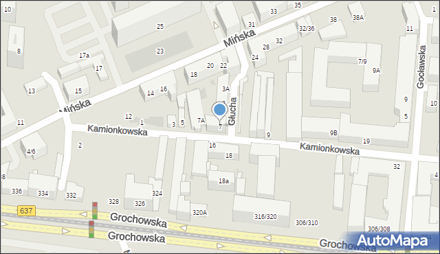 Warszawa, Kamionkowska, 7, mapa Warszawy