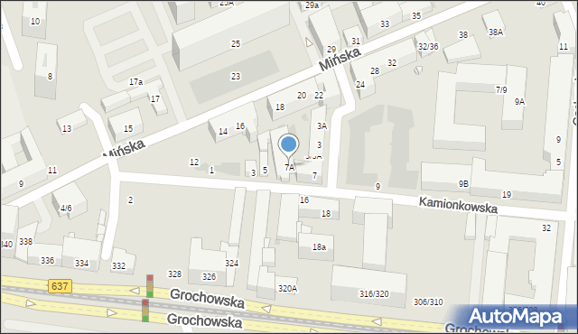 Warszawa, Kamionkowska, 7A, mapa Warszawy