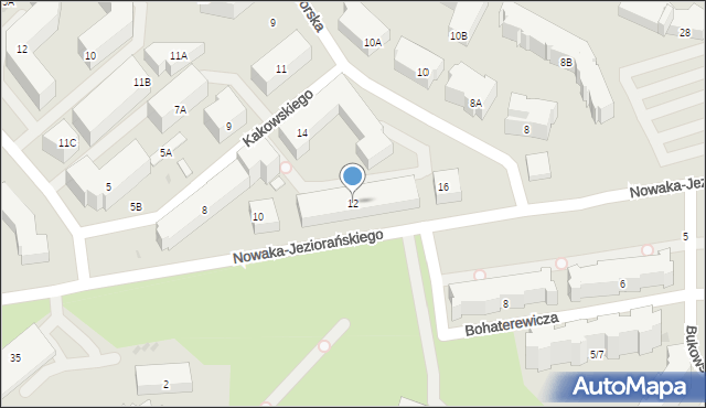 Warszawa, Kakowskiego Aleksandra, kard., 12, mapa Warszawy