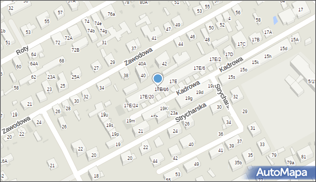 Warszawa, Kadrowa, 17E/17, mapa Warszawy