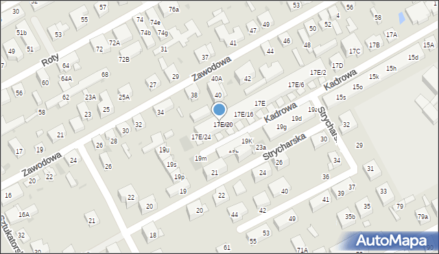 Warszawa, Kadrowa, 17es21, mapa Warszawy