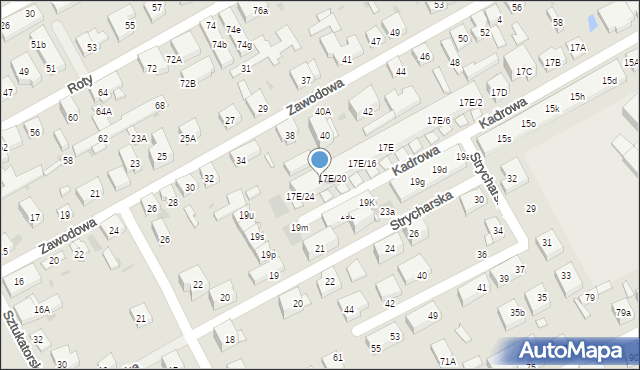 Warszawa, Kadrowa, 17es22, mapa Warszawy