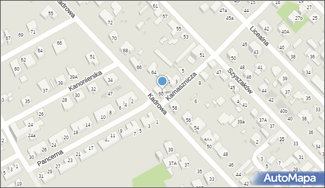 Warszawa, Kadrowa, 60, mapa Warszawy