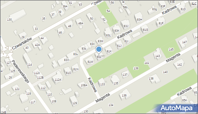 Warszawa, Kadrowa, 81L, mapa Warszawy