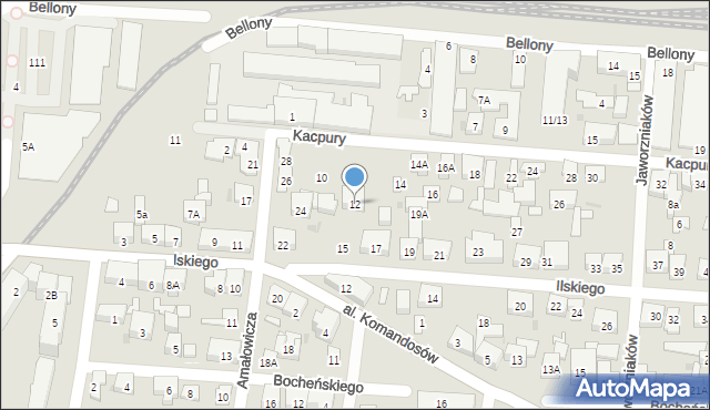 Warszawa, Kacpury Antoniego, 12, mapa Warszawy