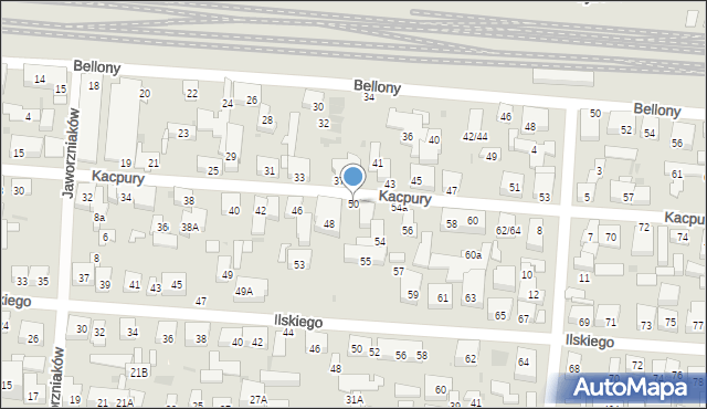 Warszawa, Kacpury Antoniego, 50, mapa Warszawy