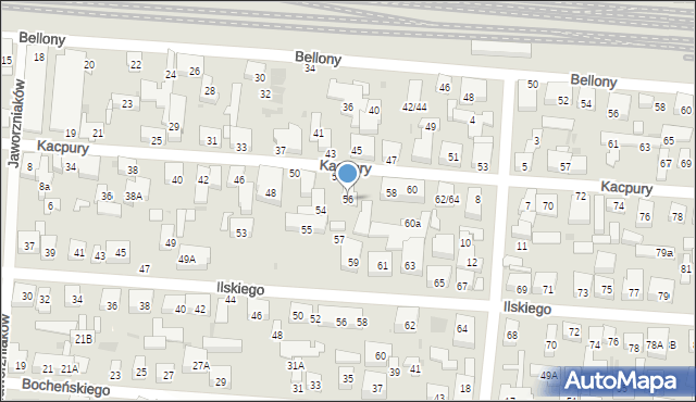 Warszawa, Kacpury Antoniego, 56, mapa Warszawy