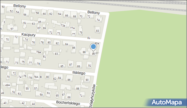 Warszawa, Kacpury Antoniego, 90, mapa Warszawy