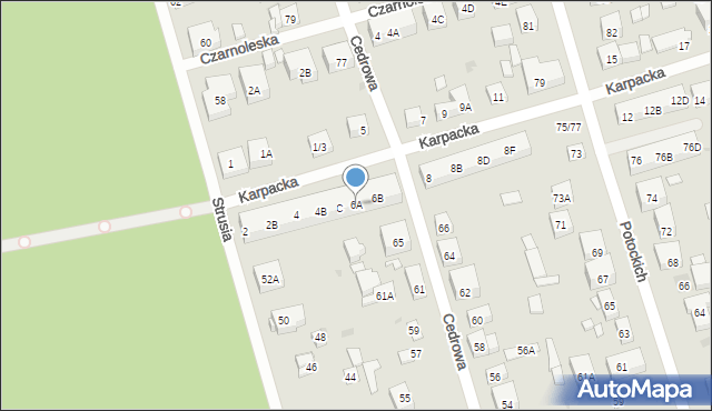 Warszawa, Karpacka, 6A, mapa Warszawy