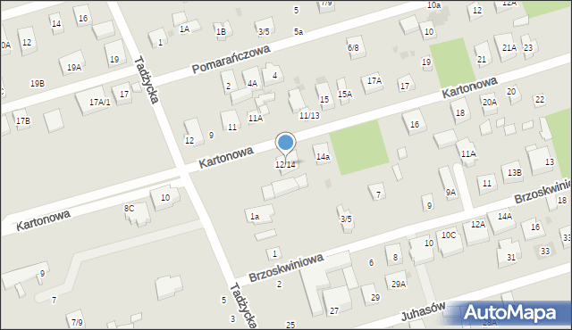 Warszawa, Kartonowa, 12/14, mapa Warszawy