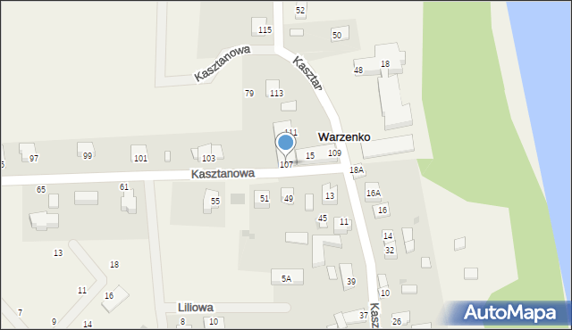 Warzenko, Kasztanowa, 107, mapa Warzenko